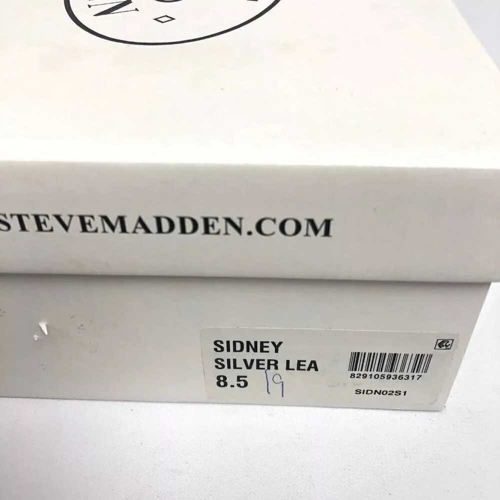 Steve Madden Womens Sidney Dress Sandals Silver Leather 8.5M